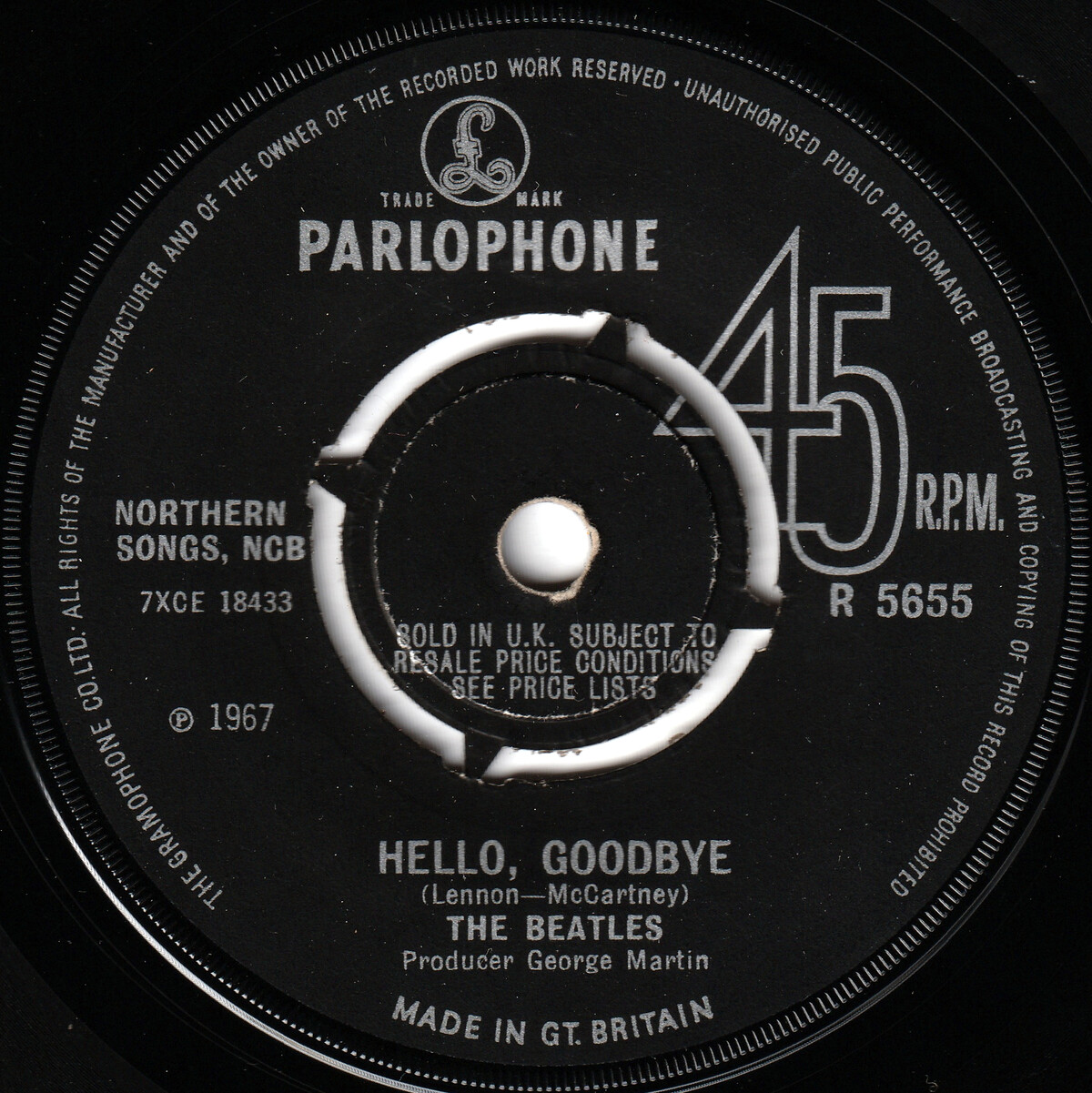 7” Beatles Hello Goodbye / I Am The Walrus R5655PROMO 	PARLOPHONE プロモ /00080 Hello, Goodbye / I Am the Walrus by The Beatles (Single
