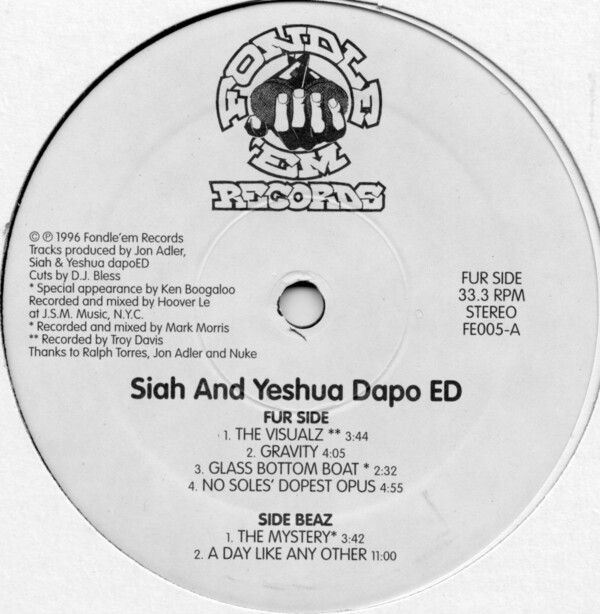 Siah And Yeshua Dapo ED 12インチ レコード 1996年 Siah and Yeshua Dapo ED by Siah and Yeshua Dapo ED (EP, Jazz Rap