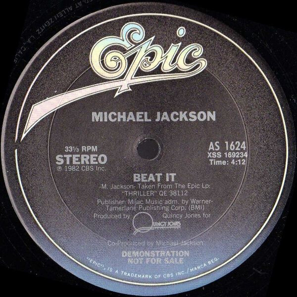 Beat It by Michael Jackson (Single; Epic; AS 1624): Reviews